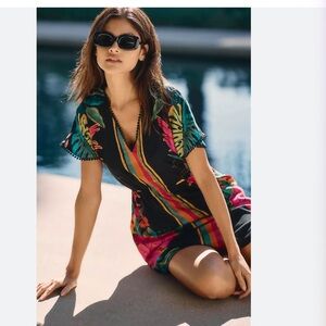 Farm Rio Anthropologie Multicolor Striped Swim Cover-Up Dress